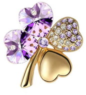 Gaira Brooch Golden Quatrefoil 313001 light purple - Brooch