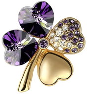 Gaira Brooch Golden Quatrefoil 313001 purple - Brooch