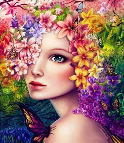 Gaira Flowers in hair M992196 - Painting by Numbers - Main image