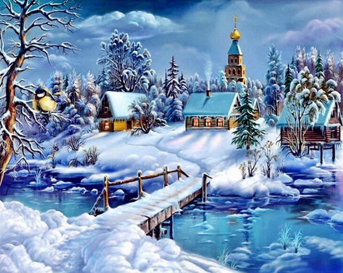 Gaira Winter in the village M1169 - Painting by Numbers - Main image