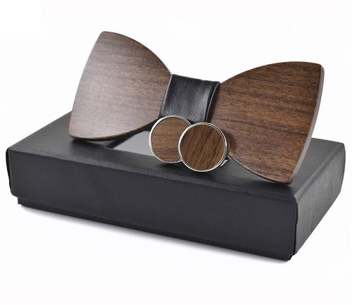 Gaira Wooden cufflinks with butterfly 709041 - Cufflinks - Main image