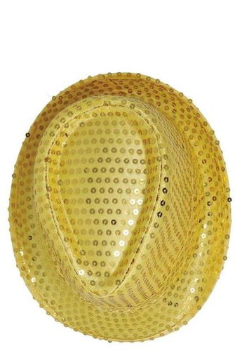 Guirca Gold hat with sequins - disco 80s, New Year's Eve - Wide-Brimmed Hat - Main image