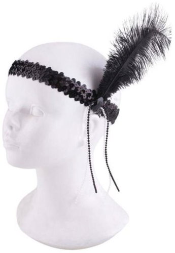 Funny Fashion Headband with feathers, black, Charlestone - Headband - Main image