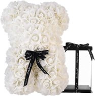 Zentrada Valentýnský medvídek z růží 25 cm – bílý - Medvedík z ruží