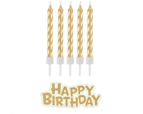 GoDan Birthday candles - Happy Birthday, gold, 16 pcs, 7 cm - Candle - Main image