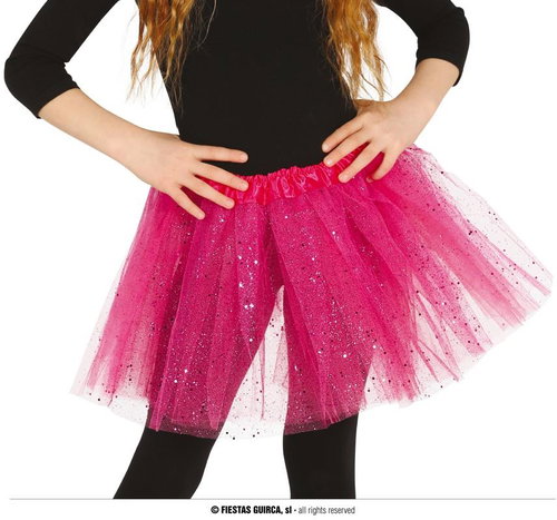 Guirca Pink tutu tulle skirt with sequins 30 cm - Costume Accessory - Main image