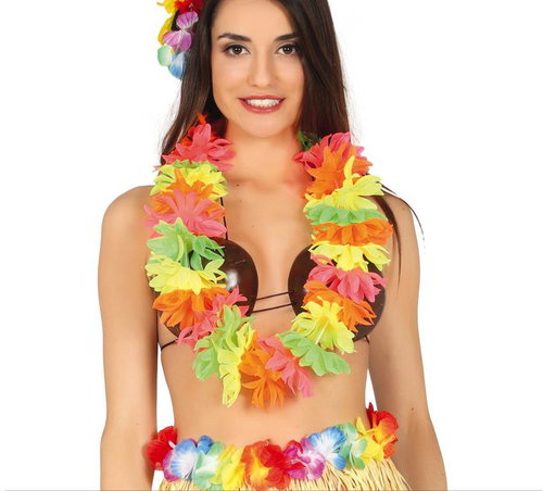 Guirca Hawaiian wreath in neon colours - Costume Accessory - Main image