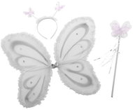 Funny Fashion Křídla, čelenka a hůlka s motýlky, bílá - Doplněk ke kostýmu