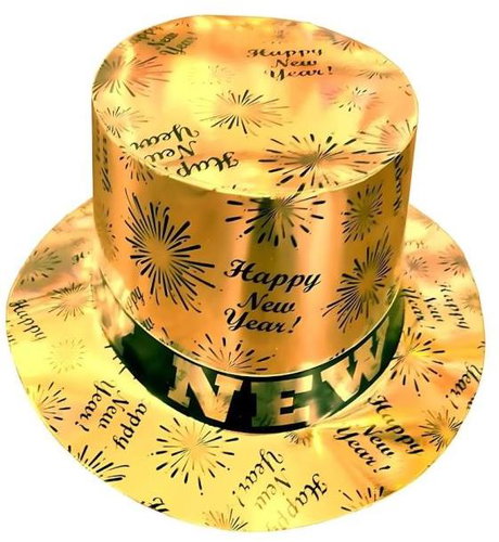 Funnnyfashn Hat - top hat gold Happy New Year - Wide-Brimmed Hat - Main image