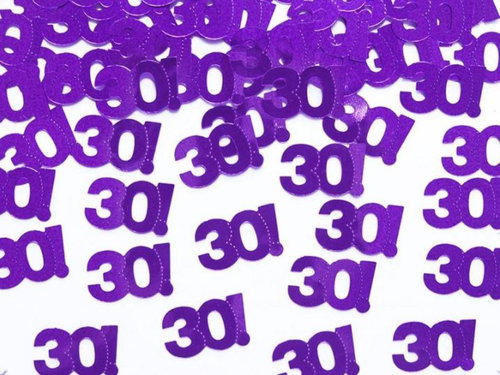 PARTYDECO Birthday confetti "30" LET -15 g purple - Confetti - Main image