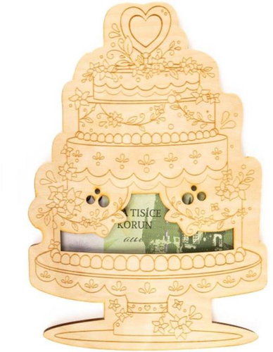 Albi Wooden money pocket - cake - wedding - Gift - Main image