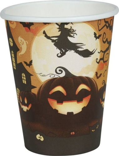 Guirca Paper cups pumpkin - witch - Halloween 12 pcs, 240 ml - Party Accessories - Main image
