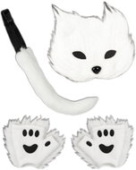 Ruhhy 26249 Ladies fox costume, 4-piece set, white - Carnival Mask