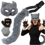 Ruhhy 26247 Ladies fox costume, 4-piece set, grey - Carnival Mask