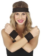GUIRCA Retro set of sweatbands with headband, black, 3 pcs - Costume Accessory