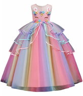 PRINCESS Pohádkové šaty duhové vel. 120 - Růžový jednorožec - Costume