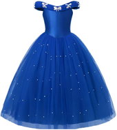 Princess Pohádkové šaty vel. 130 - S perličkami, modré - Costume