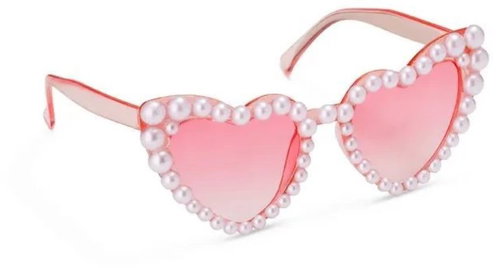 PARTYDECO Party glasses heart with pearls, pink - Costume Accessory - Main image