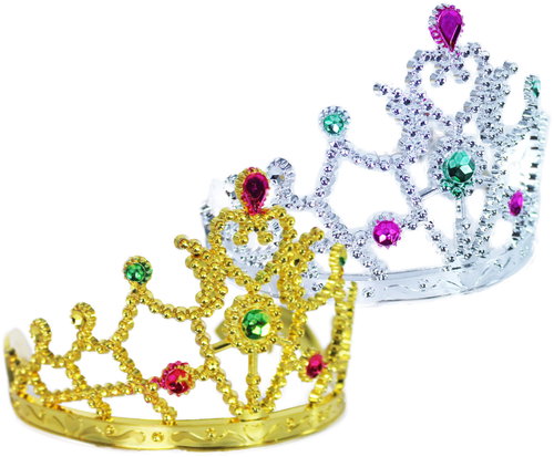 Rappa Princess Crown 2 types - Gold, Silver, 4 pcs - Costume Accessory - Main image