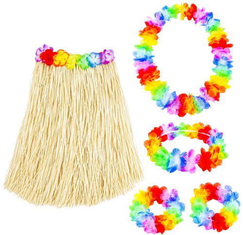 Rappa Hawaiian Costume HAWAII, Skirt and Flower Accessories, 5 pcs - Costume Accessory - Main image