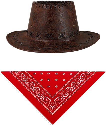 Rappa Children's Cowboy Set, Hat and Red Scarf - Western - Wide-Brimmed Hat - Main image