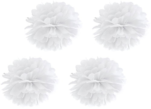 PARTYDECO Papírový pompom 25 cm, bílý, 4 ks - Decoration - Main image