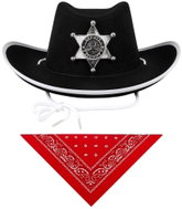 Rappa Cowboy Set for Children, Sheriff's Hat, Red Western Scarf - Wide-Brimmed Hat