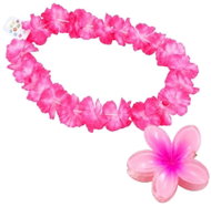GUIRCA Havajská sada HAWAII, růžový květinový věnec a květina do vlasů - Costume Accessory