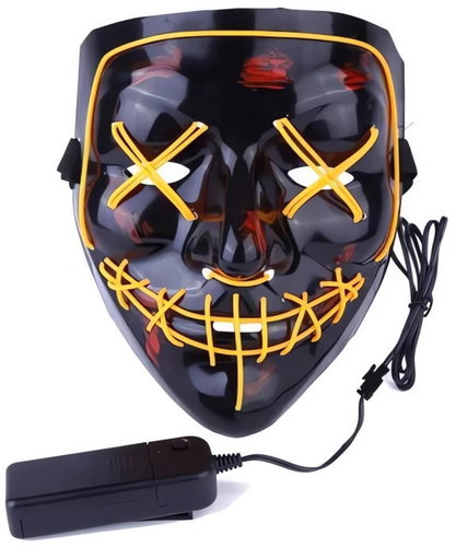 Verk Scary Glowing Mask, Black-Yellow - Costume Accessory - Main image