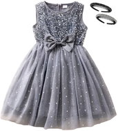 Princess Fairy Tale dress size 122, grey with sequins - Costume