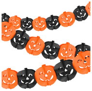 Glimz 28263 Halloweenská papírová girlanda s dýněmi 3 m, oranžovo-černá - Garland