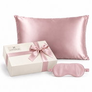 LOVESILK Hedvábná dárková sada, povlak 50 × 75 cm a maska na spaní, růžová - Gift Set