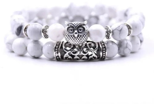 Gaira Bracelet Owl 3349 White Jasper - Bracelet - Main image