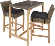 Tectake Ratanový barový stůl Kutina se 2 židlemi Latina, přírodní - Zahradní nábytek