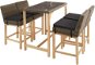Tectake Ratanový barový stůl Kutina se 4 židlemi Latina, přírodní - Zahradní nábytek