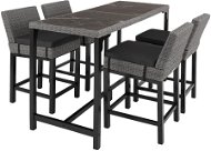 Tectake Ratanový barový stůl Lovas se 4 židlemi Latina, šedý - Záhradný nábytok