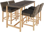 Tectake Ratanový barový stůl Lovas se 4 židlemi Latina, přírodní - Záhradný nábytok