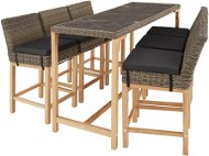 Tectake Ratanový barový stůl Lovas se 6 žídlí Latina, přírodní - Záhradný nábytok