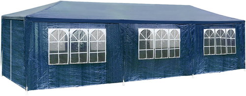Tectake Skládací pavilon Elasa 9 × 3 m s 8 bočními stěnami, modrý - Zahradní altán - Main image