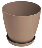 GARDINO Květináč LUX s podmiskou, průměr 18 cm, hnědý - Květináč