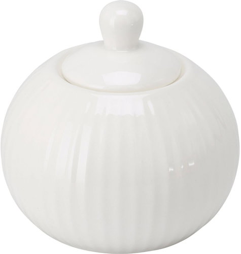Gastro Sugar Bowl, White, Ribbed Design, 0.31L Capacity, 100mm Height, 105mm Diameter, 6pcs - Sugar Bowl - Main image