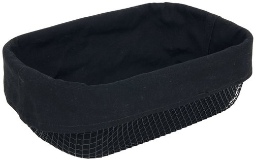 Gastro Oval bread basket, black with textile liner, 90 × 280 × 180 mm - Bread Basket - Main image