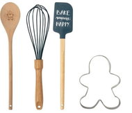Christmas baking set, 4 pcs, gingerbread motif - Kitchen Spatula
