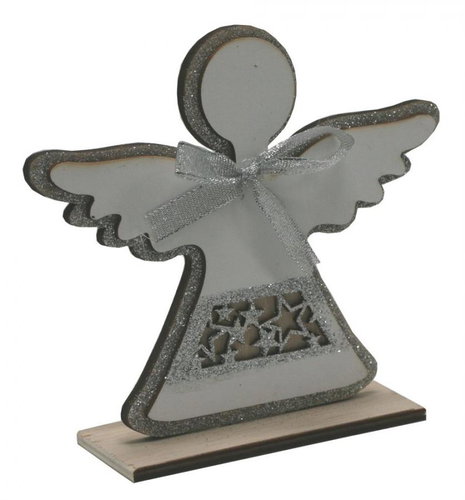 GOBA Christmas decoration - white angel with glitter, 20 cm - Christmas Decoration - Main image