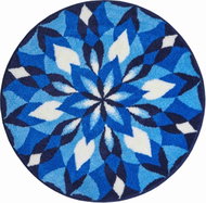 GRUND JOYA Round Bathroom Mat of 80cm, Blue - Bath Mat