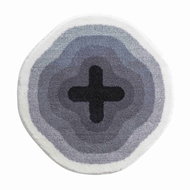 GRUND KARIM 03 Round Bathroom Mat 90cm, Grey - Bath Mat