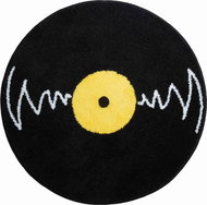 GRUND VINYL Round Bathroom Mat of 80cm, Black - Bath Mat