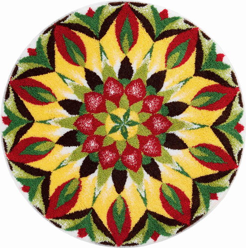 GRUND MANDALA OF LIFE 100cm Round Mandala, Green-yellow - Bath Mat - Main image