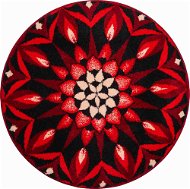 GRUND KNOWLEDGE Round Mandala of 80cm, Red - Bath Mat