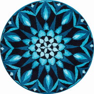 GRUND KNOWLEDGE Round Mandala of 60cm,Turquoise - Bath Mat